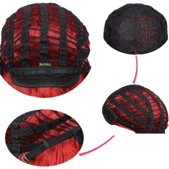 Long Curly Wavy Red Wigs for Women Side Part Natural Looking Cosplay Synthetic F - Picture 6 of 7